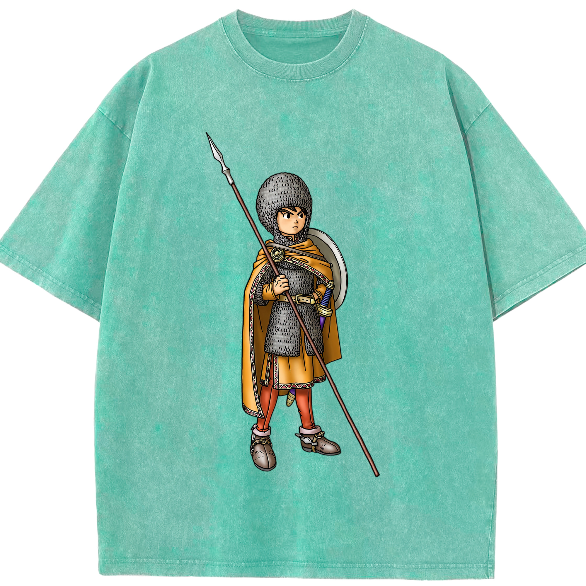 （画像用） ドラゴンクエスト Doragon Kuesuto Dragon Quest 綿100% ヴィンテージ風 半袖Tシャツ（フロントプリント）